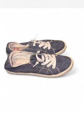 Jellypop Navy Canvas Lace-Up  Sneakers with Cream Laces